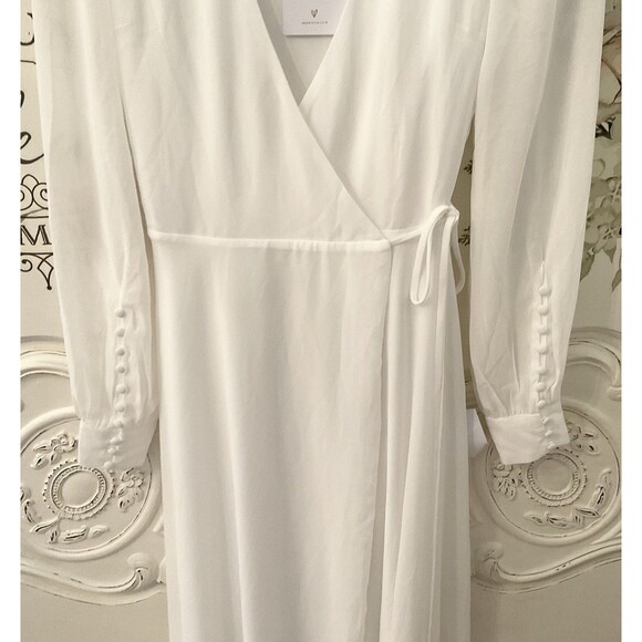 Lulus My Whole Heart Dress Women's S White Maxi Long Sleeve Wrap NWT - Picture 7 of 14